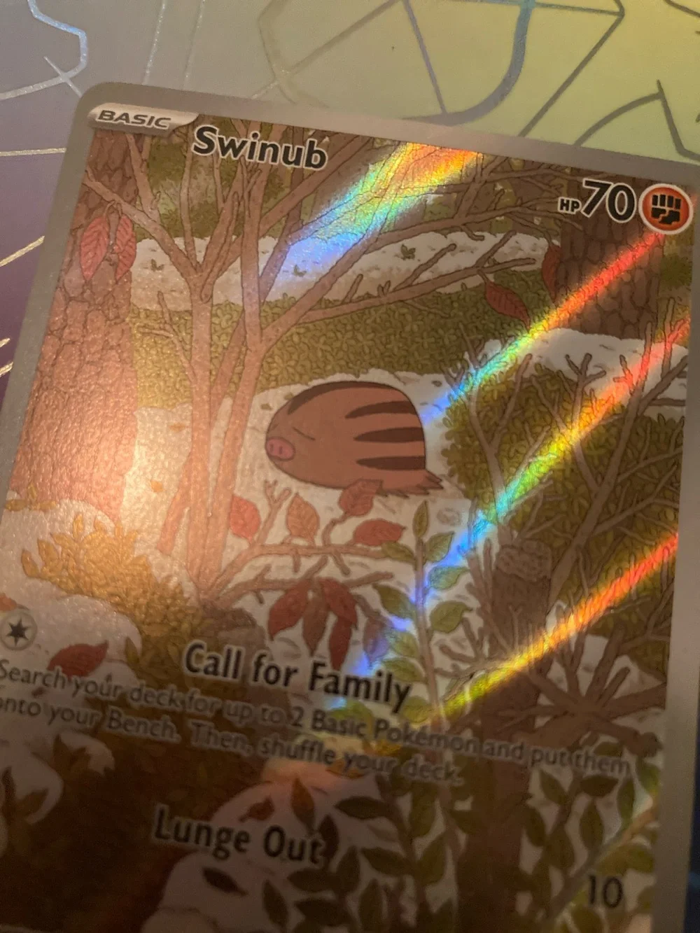 Pokemon Swinub Holographic Trading Card - Brown, Green